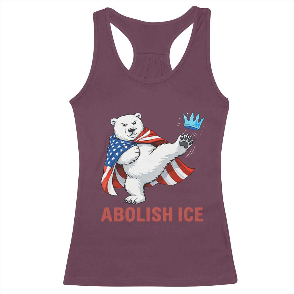 Abolish Ice Racerback Tank Top Funny Polar Bear Kicking Crown