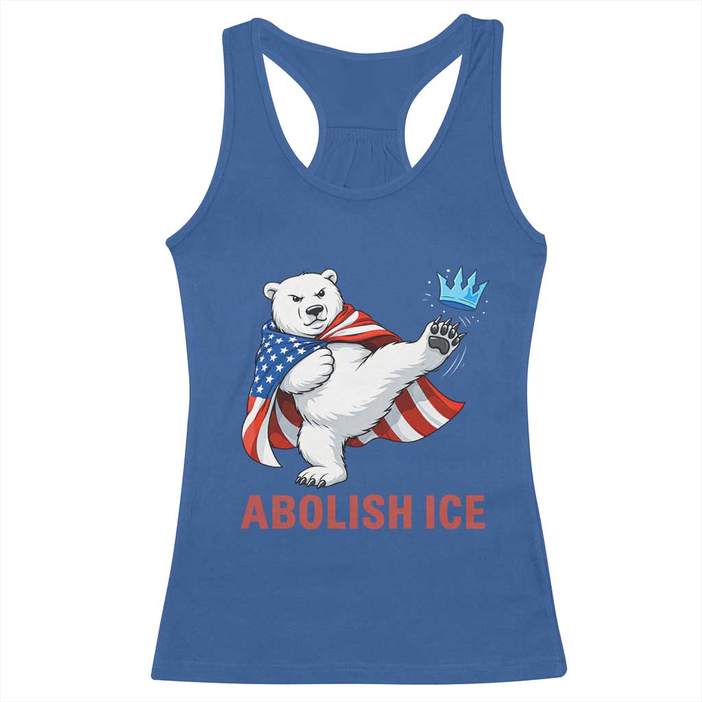 Abolish Ice Racerback Tank Top Funny Polar Bear Kicking Crown
