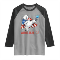 Abolish Ice Raglan Shirt Funny Polar Bear Kicking Crown