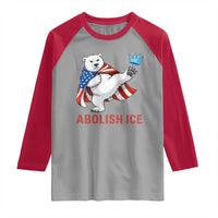 Abolish Ice Raglan Shirt Funny Polar Bear Kicking Crown