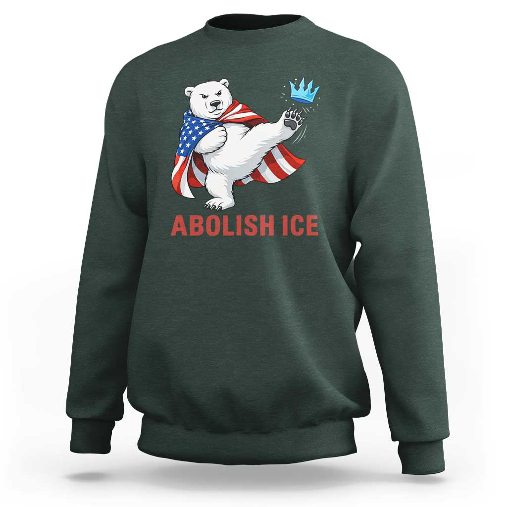Abolish Ice Sweatshirt Funny Polar Bear Kicking Crown