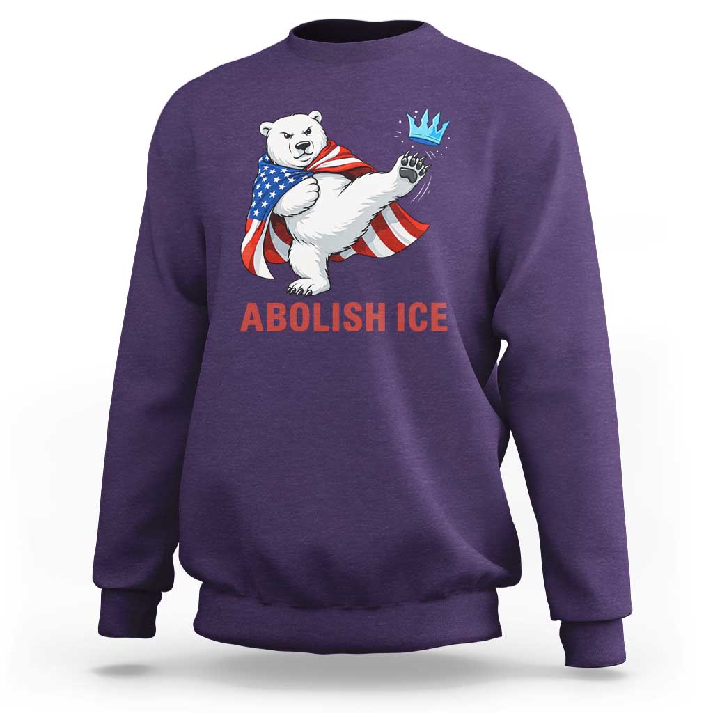 Abolish Ice Sweatshirt Funny Polar Bear Kicking Crown