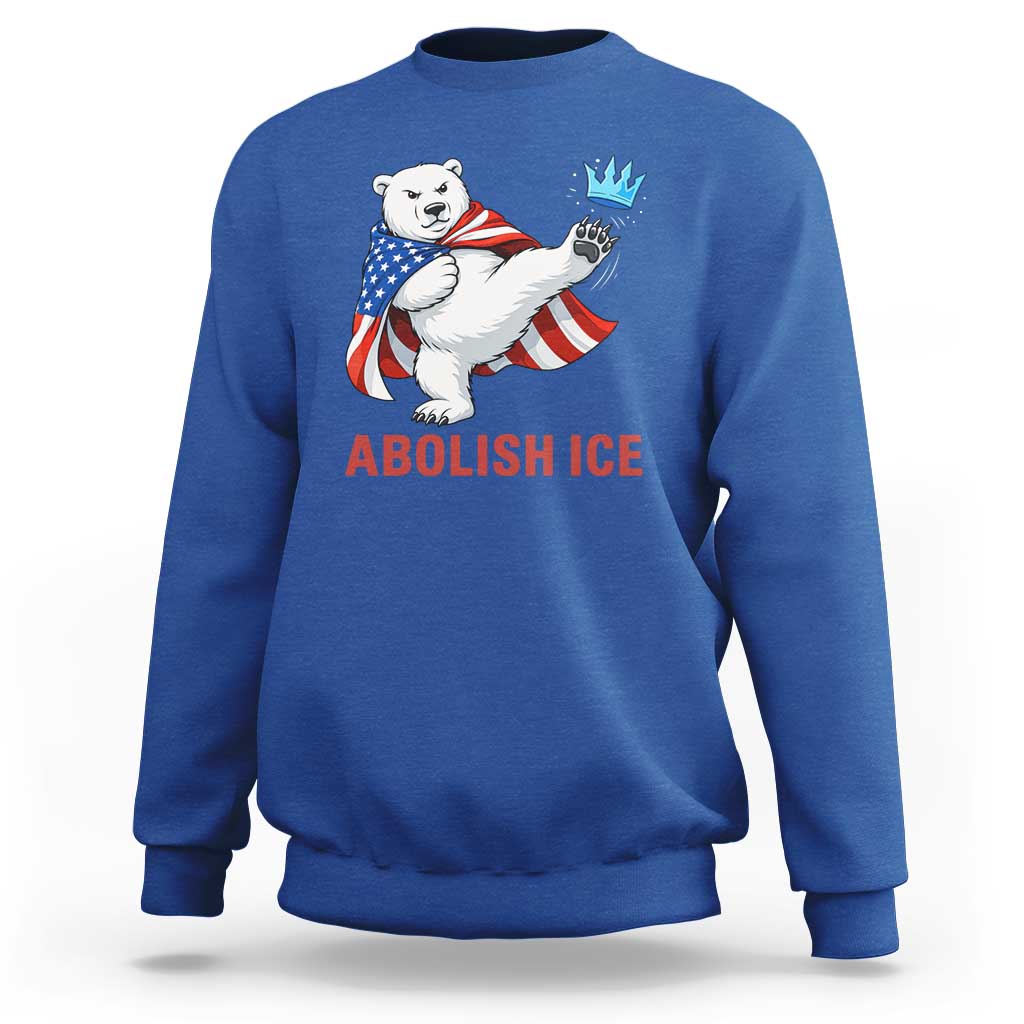 Abolish Ice Sweatshirt Funny Polar Bear Kicking Crown
