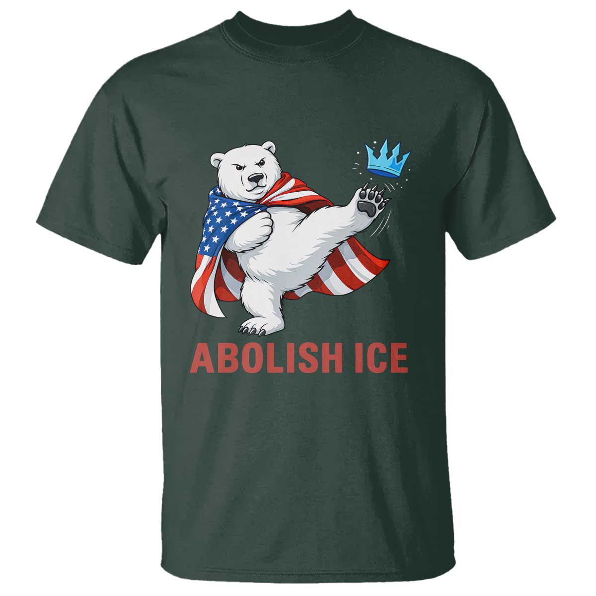 Abolish Ice T Shirt Funny Polar Bear Kicking Crown