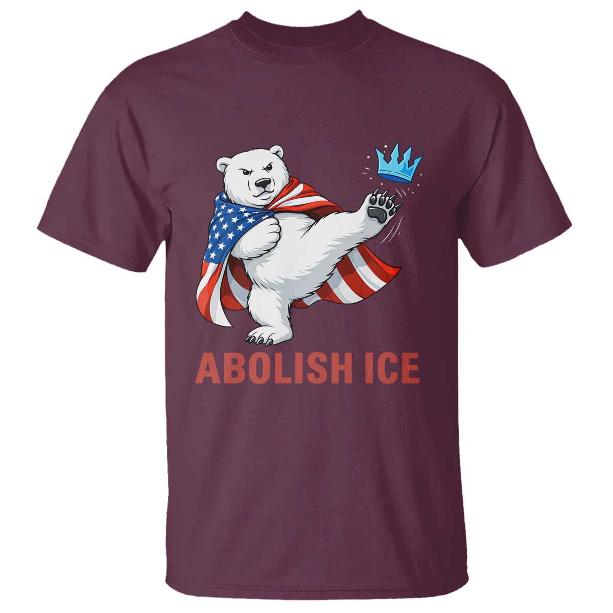 Abolish Ice T Shirt Funny Polar Bear Kicking Crown