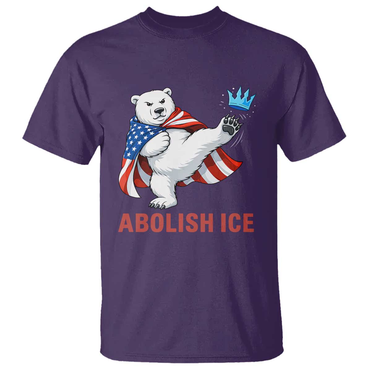 Abolish Ice T Shirt Funny Polar Bear Kicking Crown
