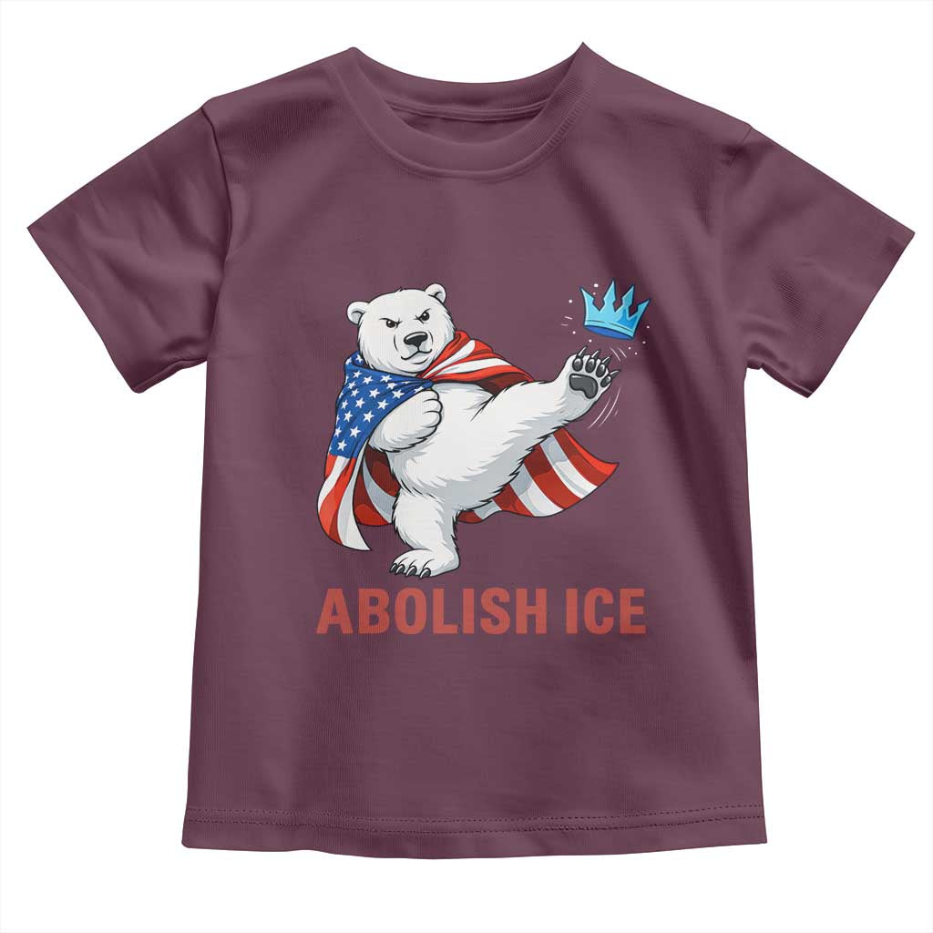 Abolish Ice Toddler T Shirt Funny Polar Bear Kicking Crown