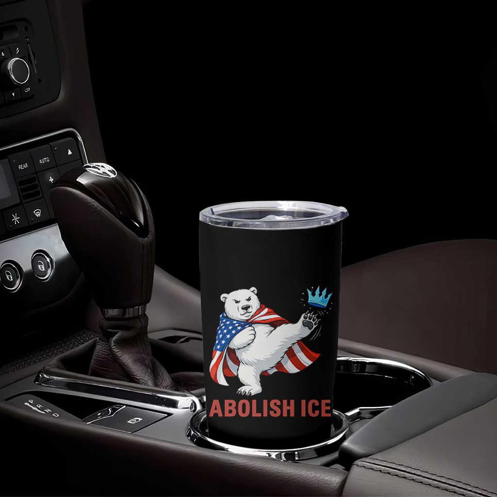Abolish Ice Tumbler Cup Funny Polar Bear Kicking Crown