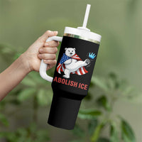 Abolish Ice Tumbler With Handle Funny Polar Bear Kicking Crown