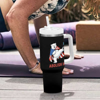 Abolish Ice Tumbler With Handle Funny Polar Bear Kicking Crown