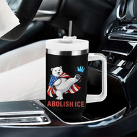 Abolish Ice Tumbler With Handle Funny Polar Bear Kicking Crown