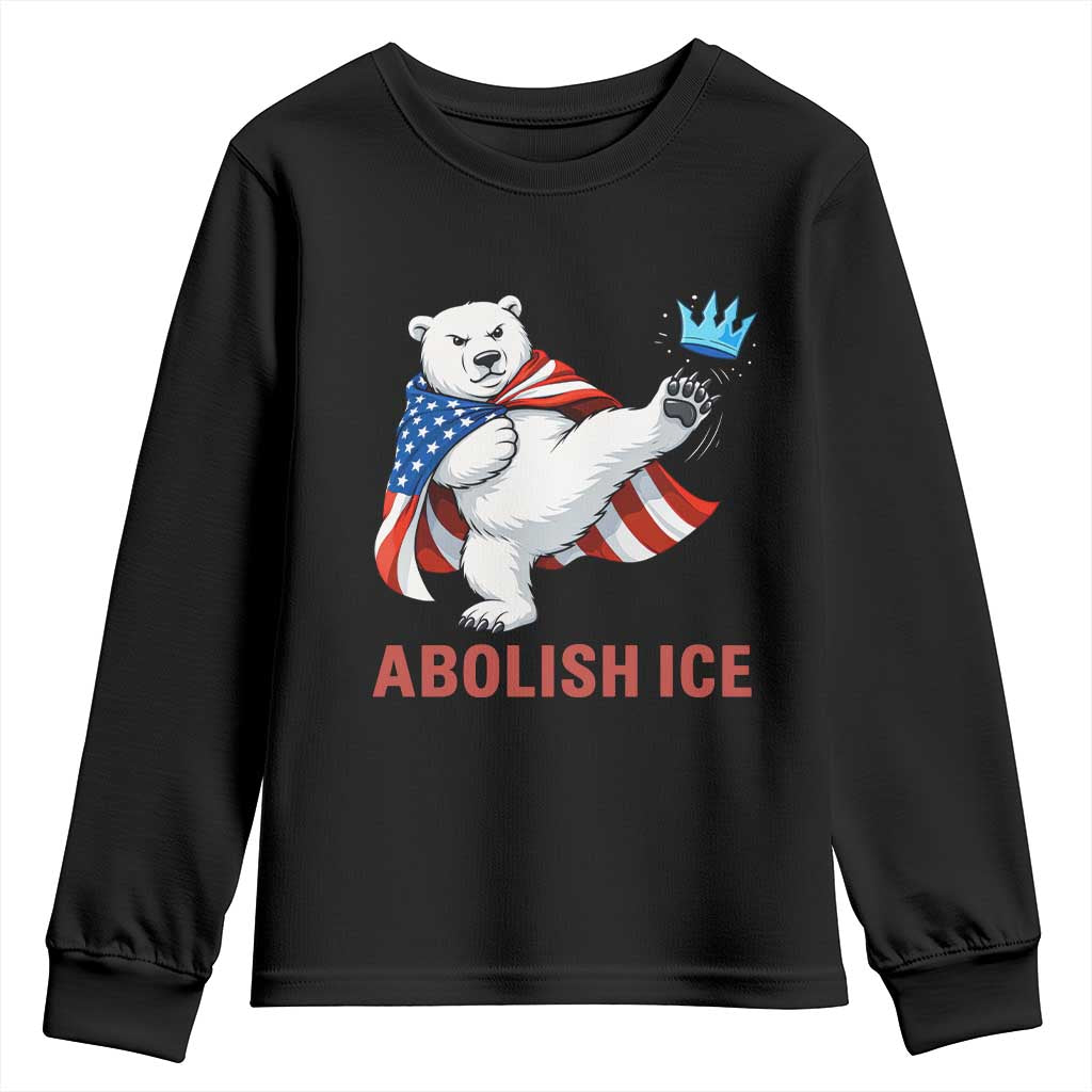 Abolish Ice Youth Sweatshirt Funny Polar Bear Kicking Crown