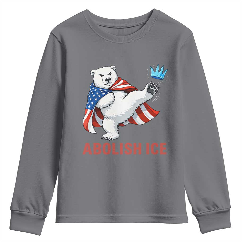 Abolish Ice Youth Sweatshirt Funny Polar Bear Kicking Crown