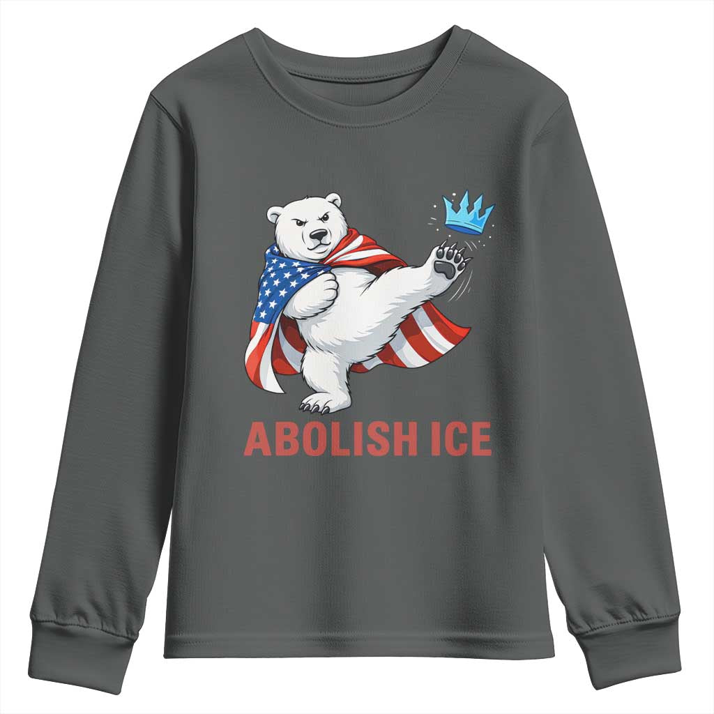 Abolish Ice Youth Sweatshirt Funny Polar Bear Kicking Crown