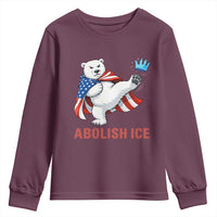 Abolish Ice Youth Sweatshirt Funny Polar Bear Kicking Crown