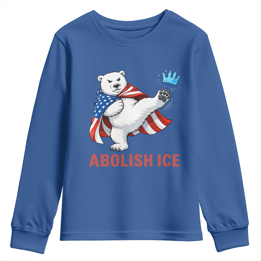 Abolish Ice Youth Sweatshirt Funny Polar Bear Kicking Crown