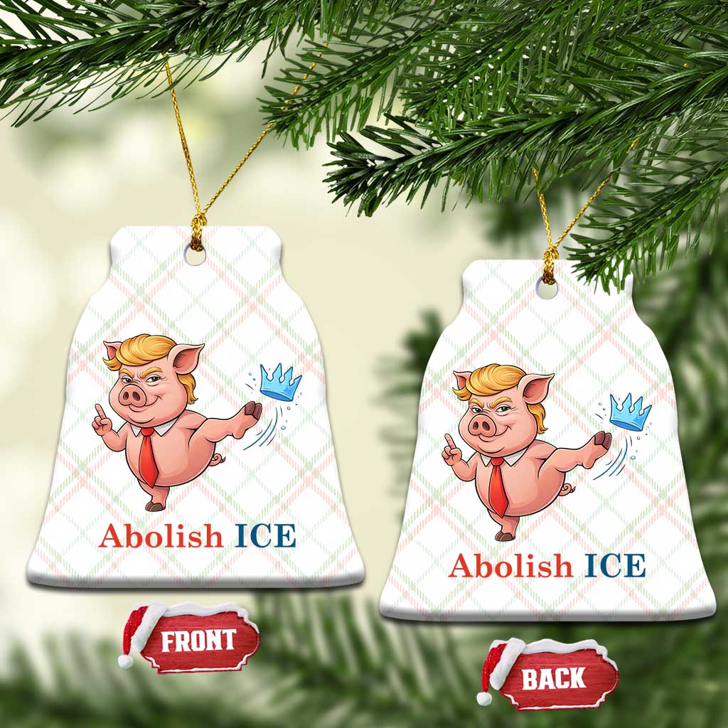 Protest Pig Kicking Icy Crown Ceramic Ornament Political Humor Gift
