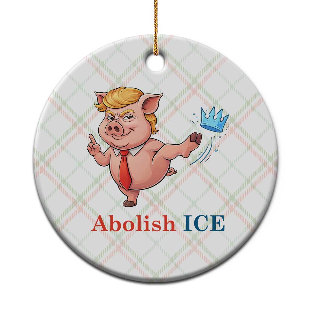 Protest Pig Kicking Icy Crown Ceramic Ornament Political Humor Gift