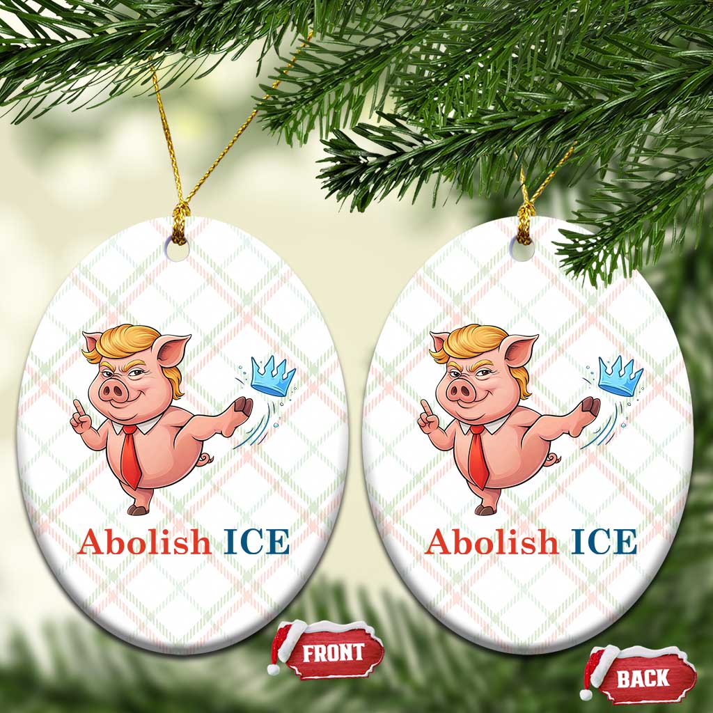 Protest Pig Kicking Icy Crown Ceramic Ornament Political Humor Gift
