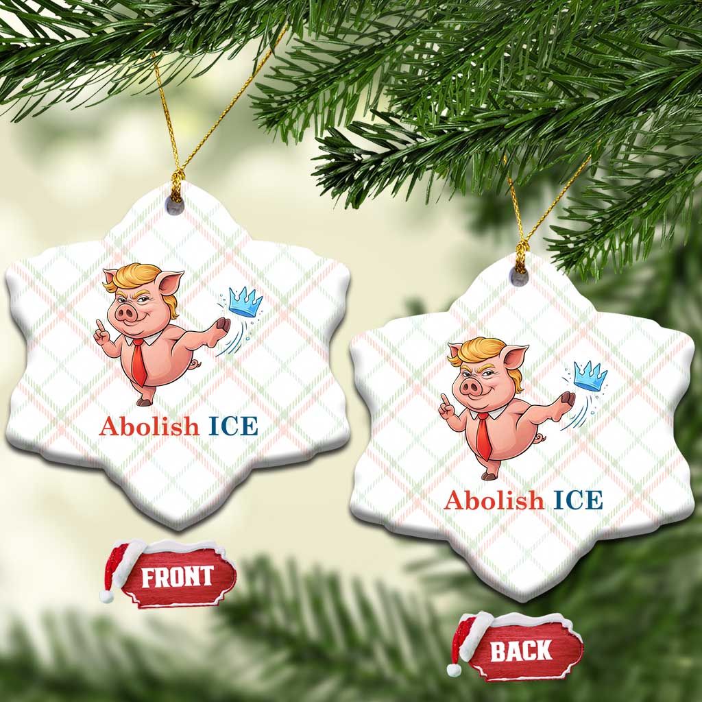Protest Pig Kicking Icy Crown Ceramic Ornament Political Humor Gift