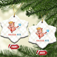Protest Pig Kicking Icy Crown Ceramic Ornament Political Humor Gift