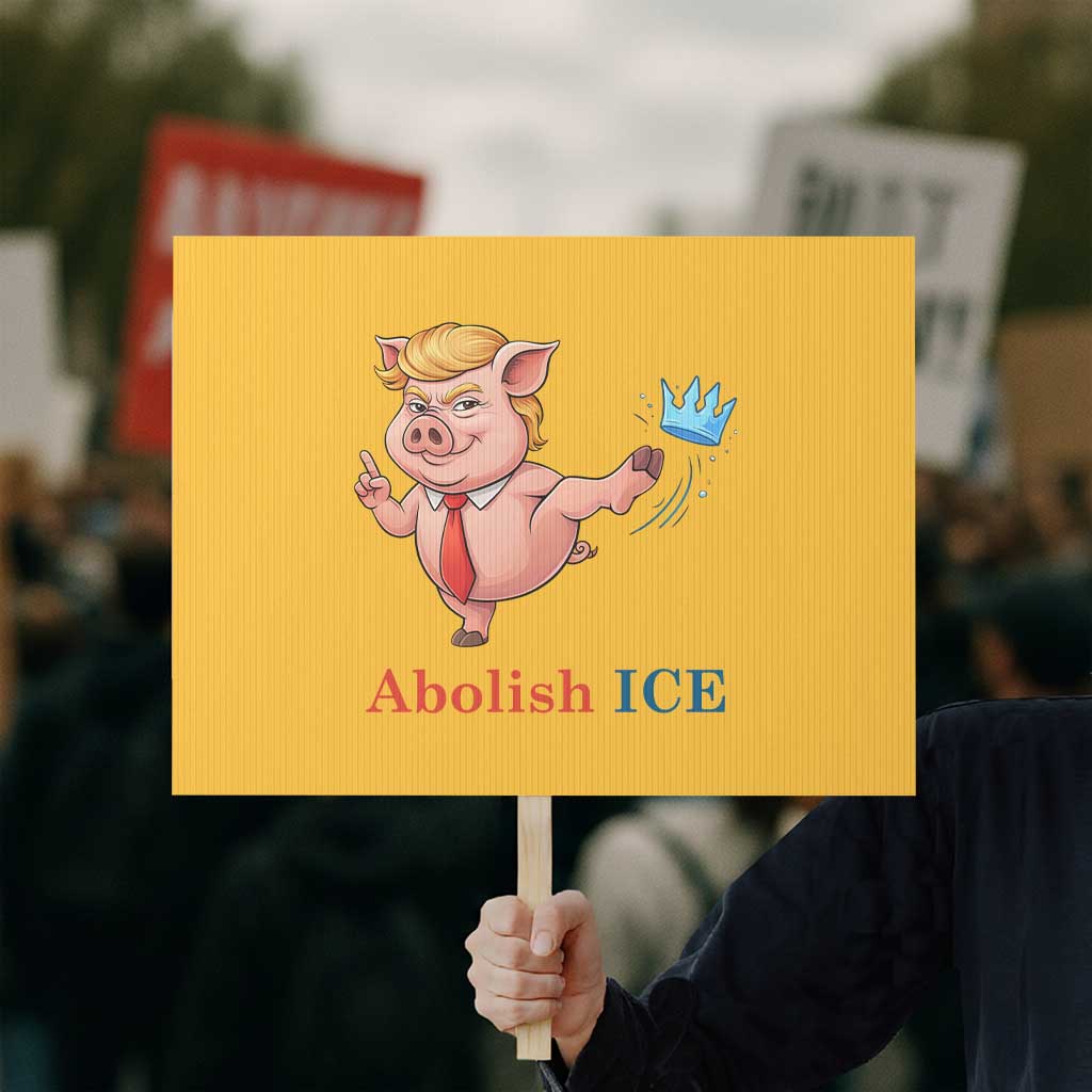 Protest Pig Kicking Icy Crown Protest Sign Political Humor Gift