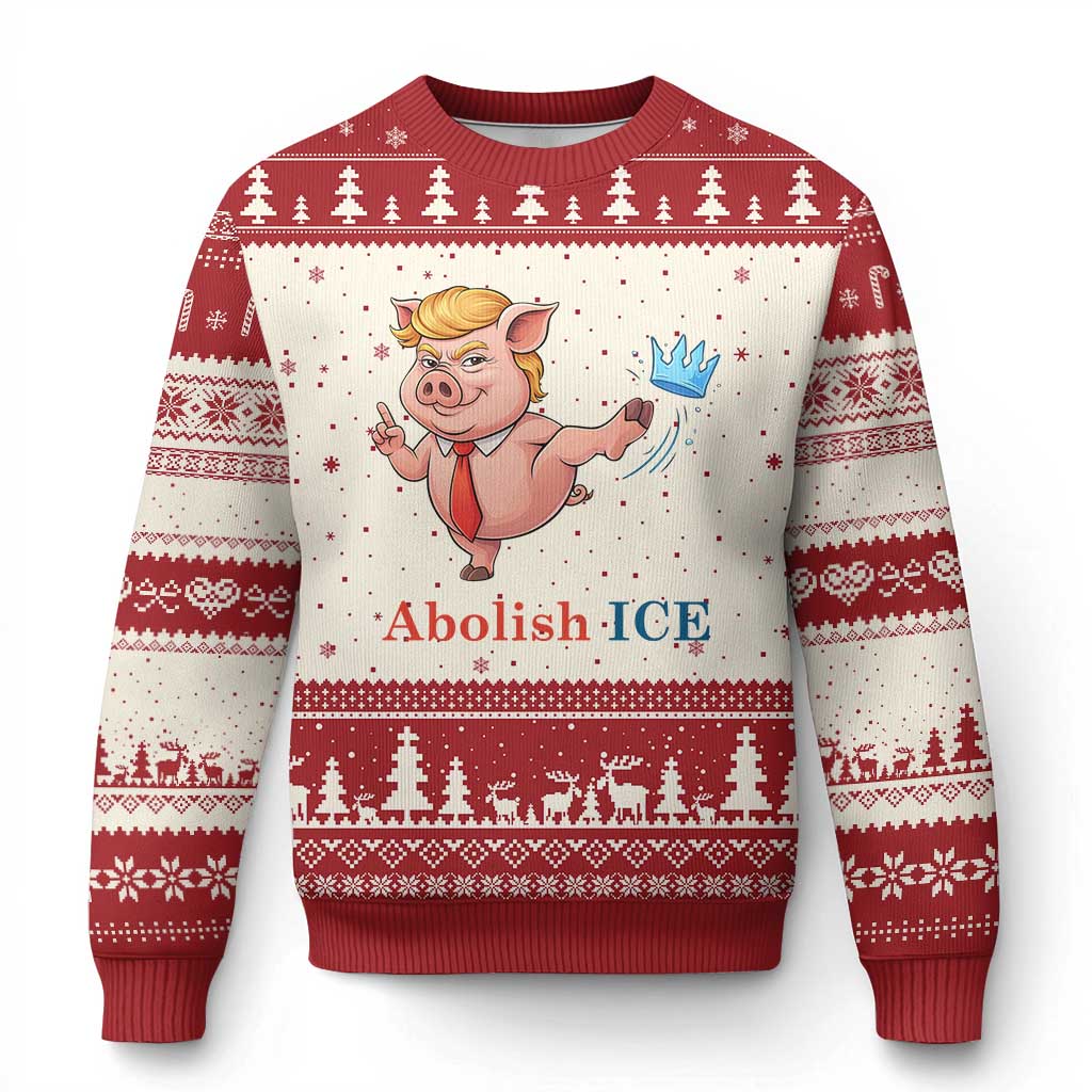Protest Pig Kicking Icy Crown Ugly Christmas Sweater Political Humor Gift
