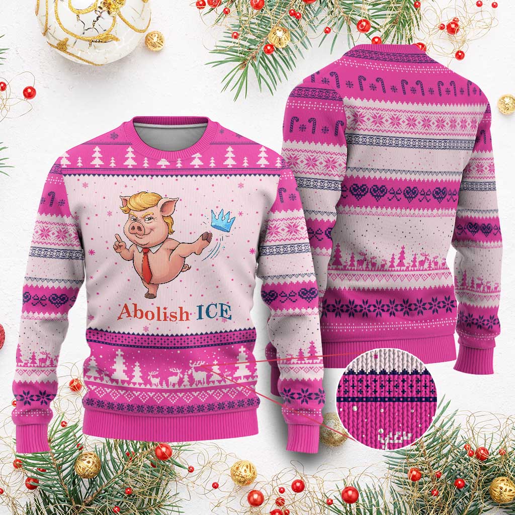 Protest Pig Kicking Icy Crown Ugly Christmas Sweater Political Humor Gift