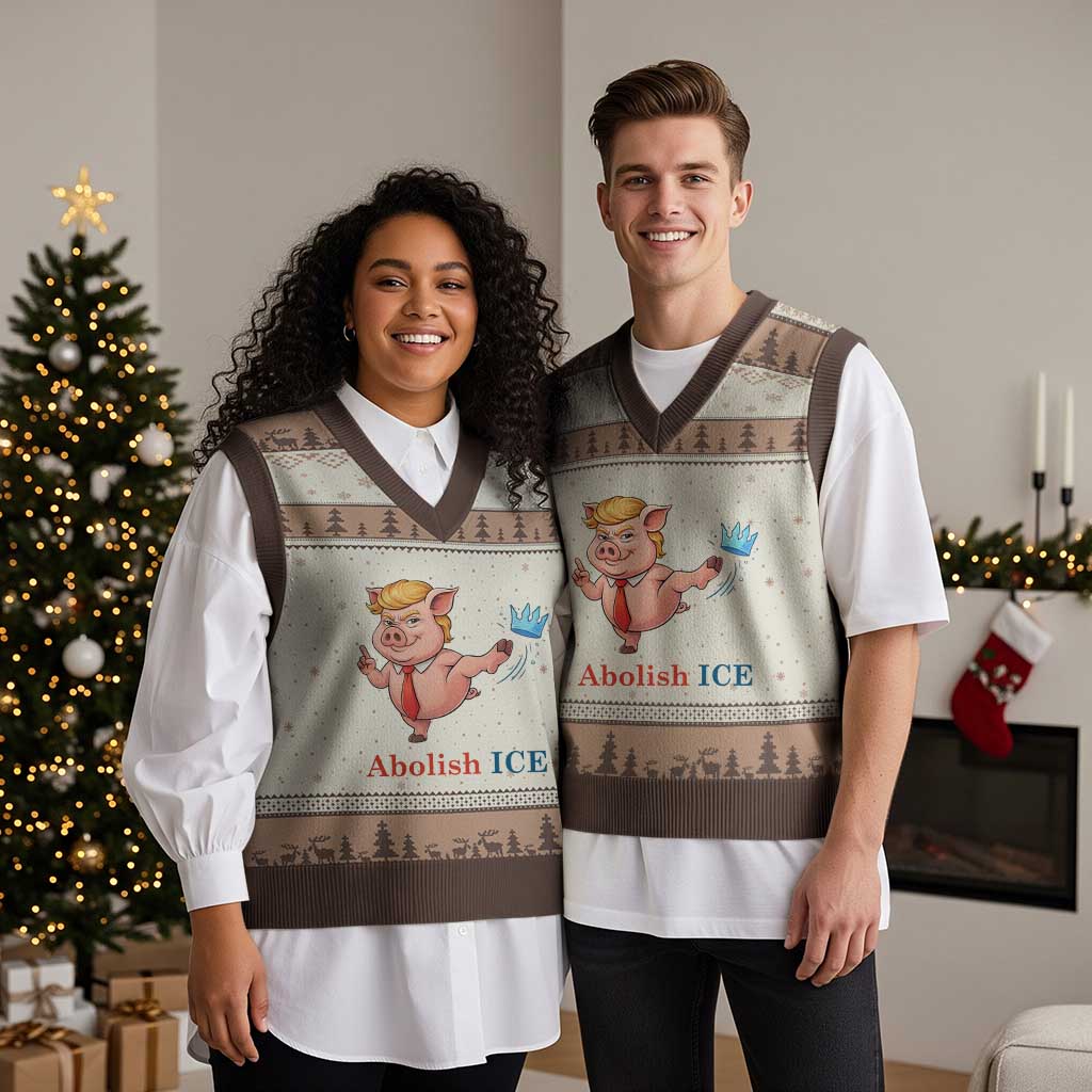 Protest Pig Kicking Icy Crown V-Neck Knit Sweater Vest Political Humor Gift