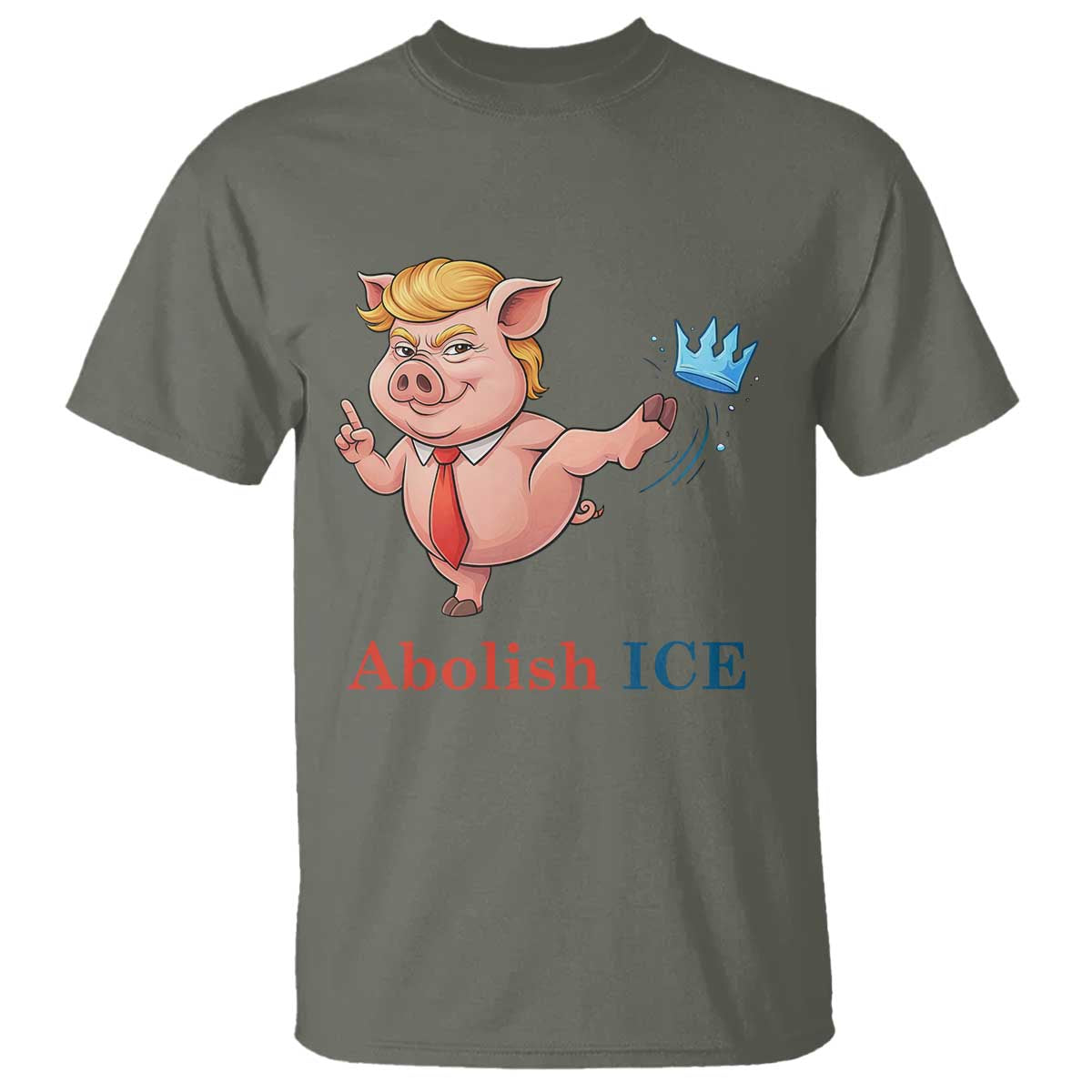 Protest Pig Kicking Icy Crown T Shirt Political Humor Gift