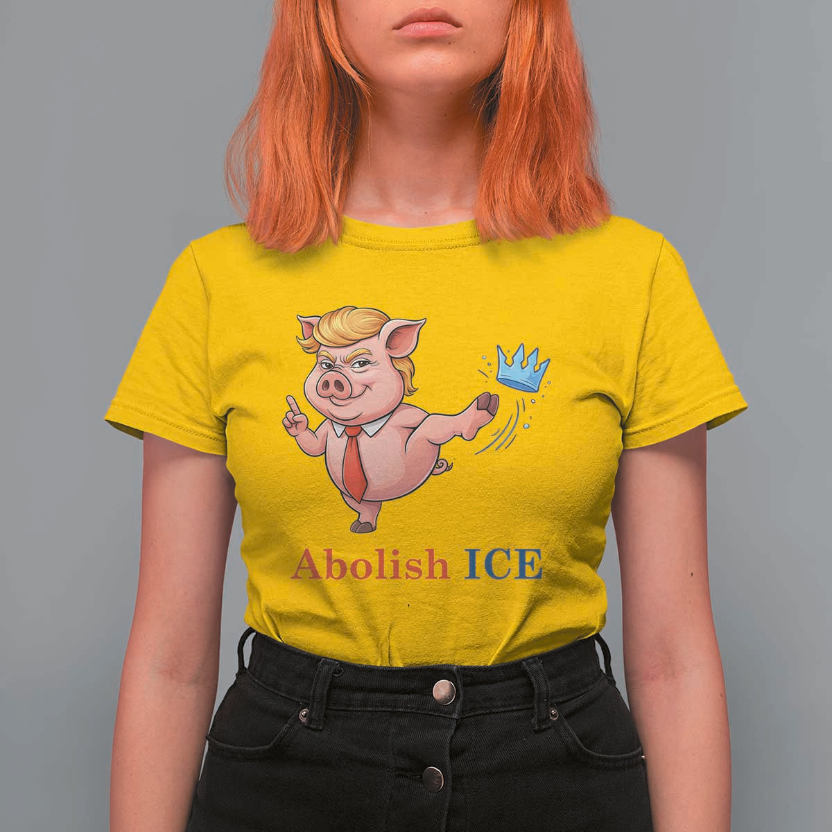 Protest Pig Kicking Icy Crown T Shirt For Women Political Humor Gift