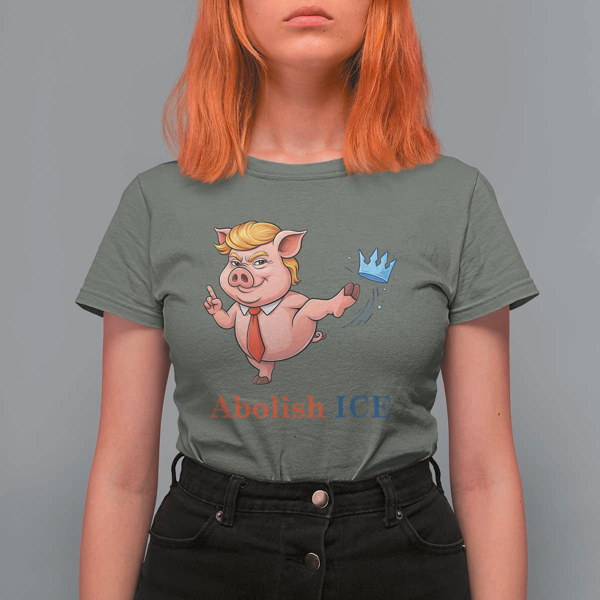 Protest Pig Kicking Icy Crown T Shirt For Women Political Humor Gift