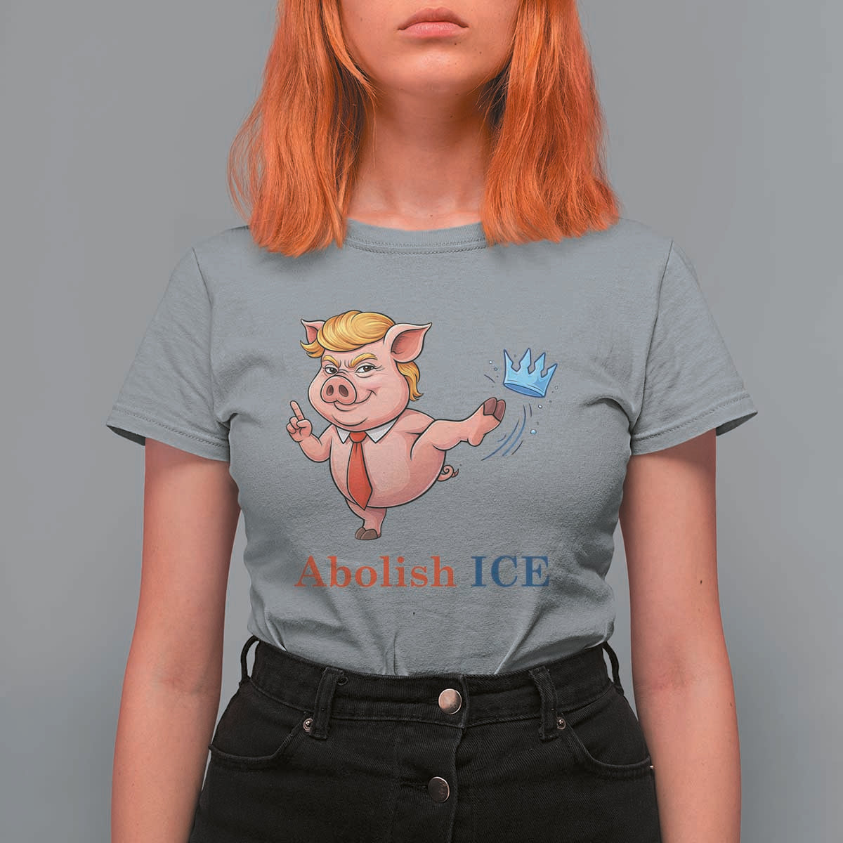Protest Pig Kicking Icy Crown T Shirt For Women Political Humor Gift