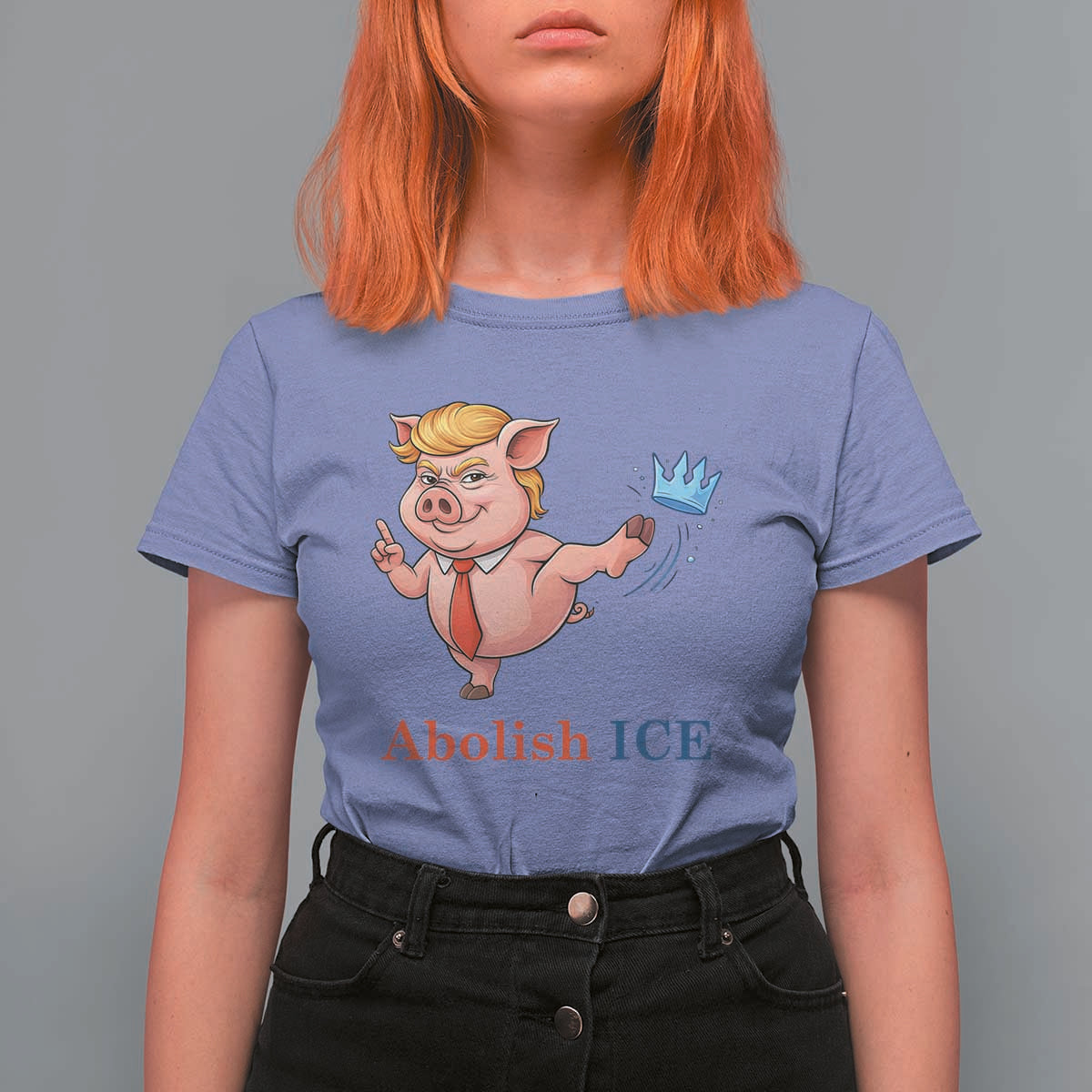 Protest Pig Kicking Icy Crown T Shirt For Women Political Humor Gift