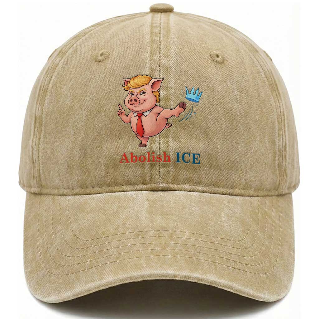 Protest Pig Kicking Icy Crown Washed Cotton Baseball Cap Political Humor Gift