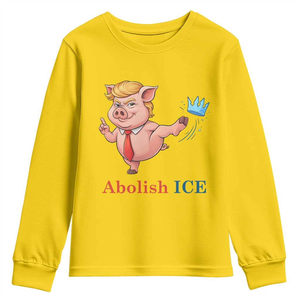 Protest Pig Kicking Icy Crown Youth Sweatshirt Political Humor Gift
