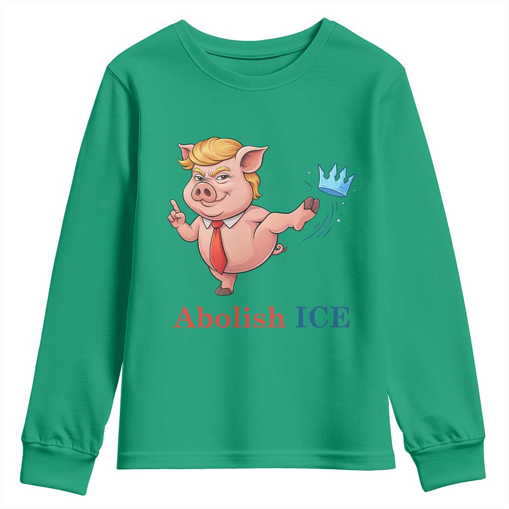 Protest Pig Kicking Icy Crown Youth Sweatshirt Political Humor Gift