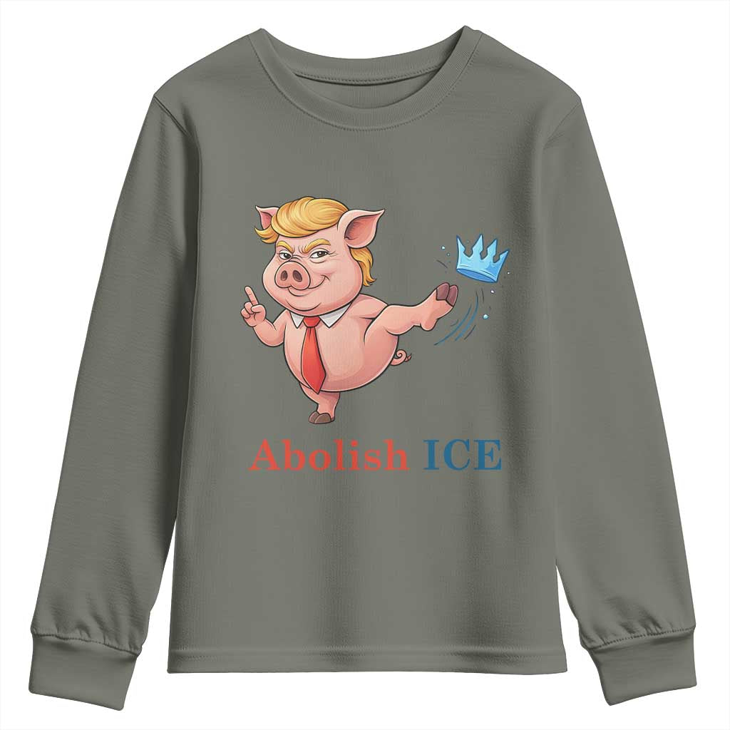 Protest Pig Kicking Icy Crown Youth Sweatshirt Political Humor Gift