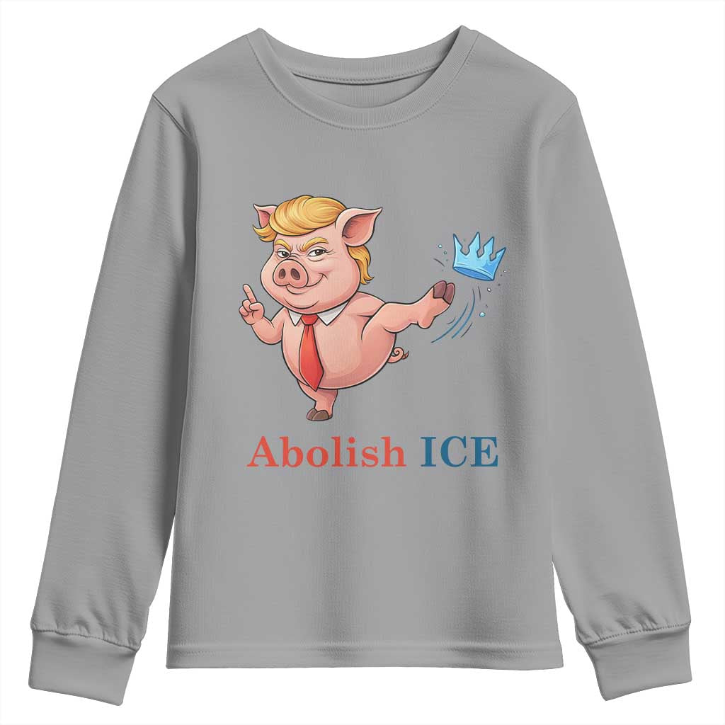 Protest Pig Kicking Icy Crown Youth Sweatshirt Political Humor Gift
