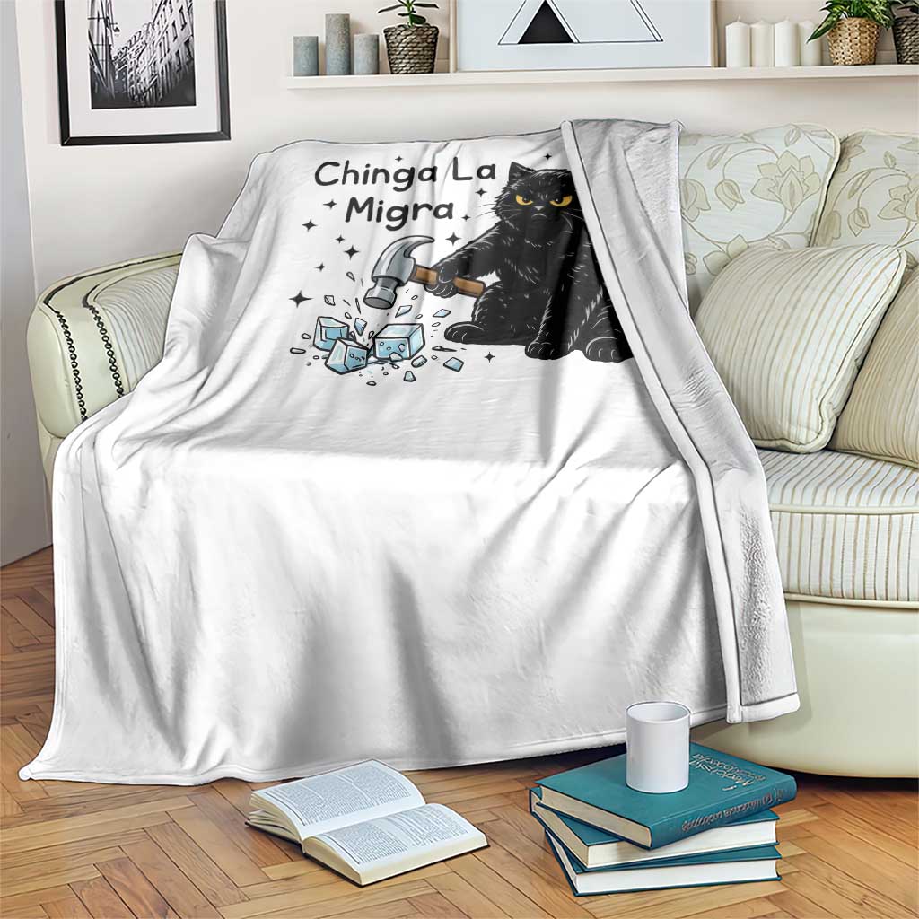 Chinga La Migra Throw Blanket Funny Cat Immigration Support