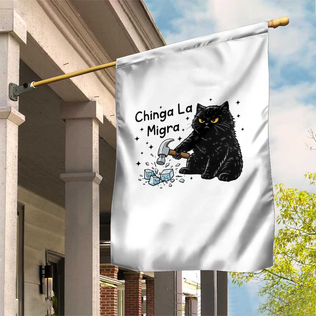 Chinga La Migra Garden Flag Funny Cat Immigration Support