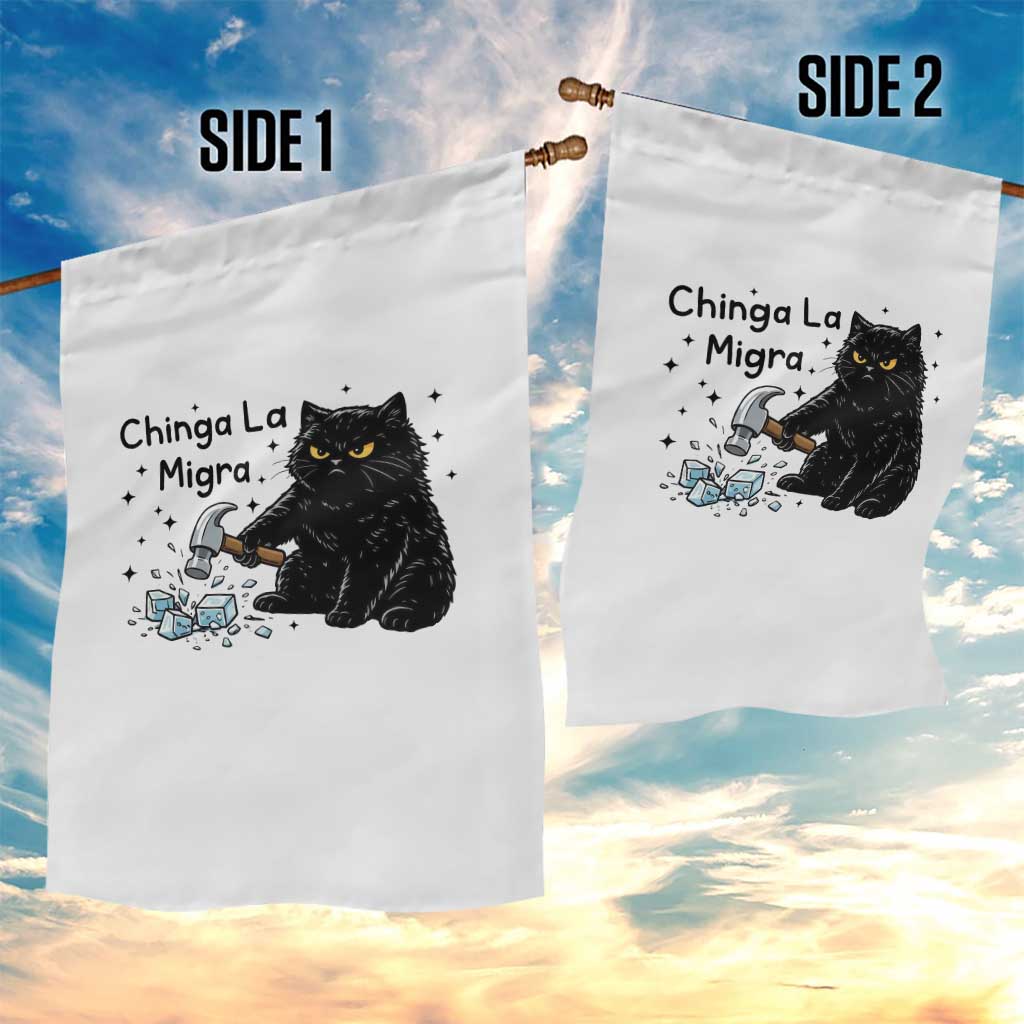 Chinga La Migra Garden Flag Funny Cat Immigration Support