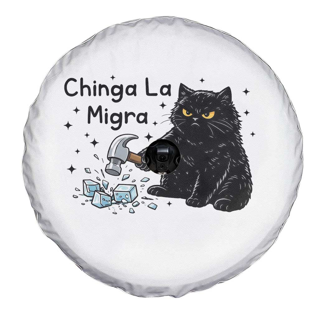 Chinga La Migra Spare Tire Cover Funny Cat Immigration Support