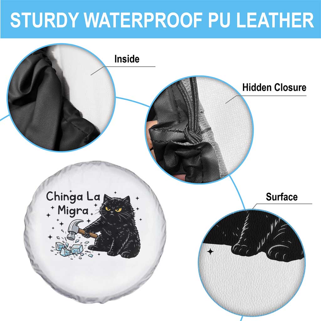 Chinga La Migra Spare Tire Cover Funny Cat Immigration Support