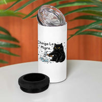Chinga La Migra 4 in 1 Can Cooler Tumbler Funny Cat Immigration Support