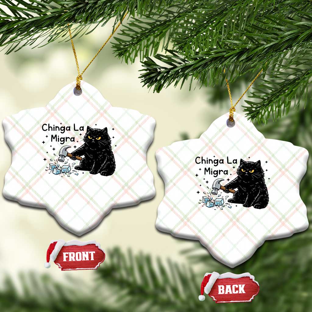Chinga La Migra Ceramic Ornament Funny Cat Immigration Support