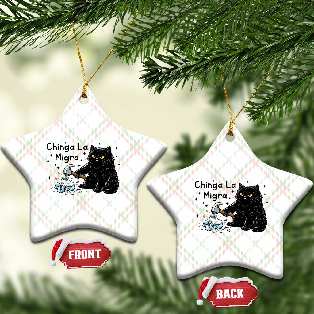 Chinga La Migra Ceramic Ornament Funny Cat Immigration Support