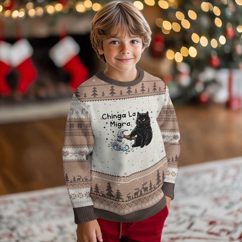 Chinga La Migra Ugly Christmas Sweater Funny Cat Immigration Support