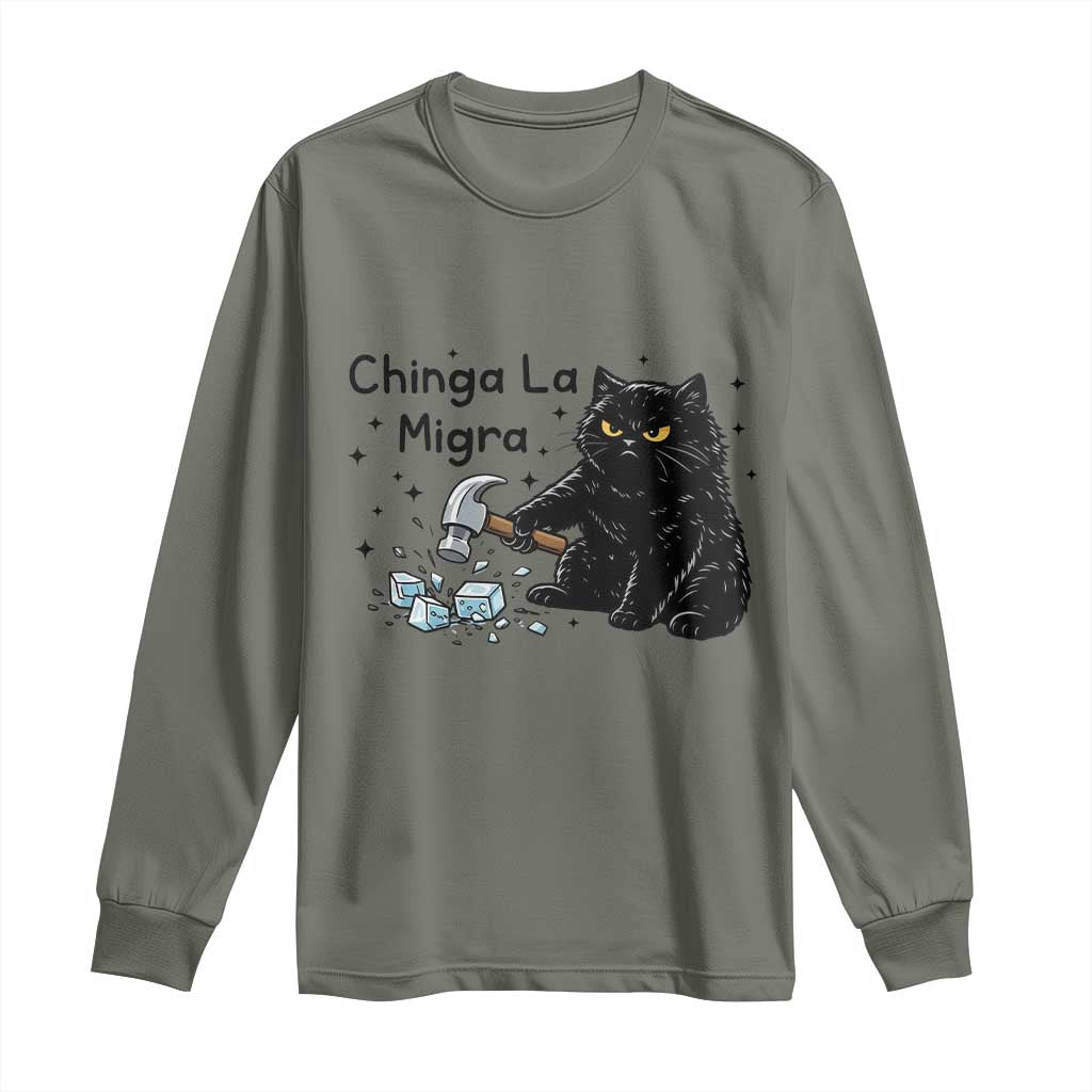 Chinga La Migra Long Sleeve Shirt Funny Cat Immigration Support