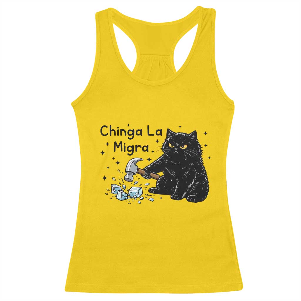 Chinga La Migra Racerback Tank Top Funny Cat Immigration Support